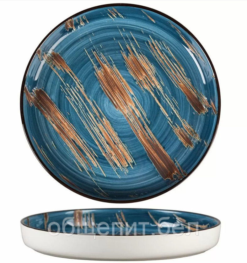 Тарелка с бортом Texture Dark Blue Lines 23 см, h 3 см, P.L. Proff Cuisine - фото 1 - id-p151528886