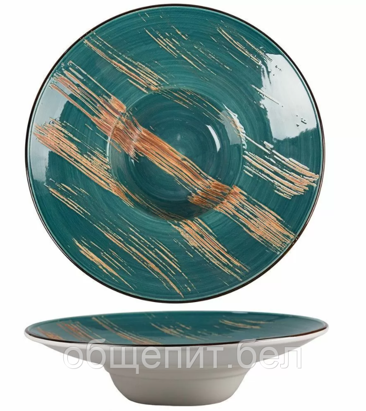 Тарелка для пасты Texture Dark Green Lines d 27*5,5 см, 260 мл, P.L. Proff Cuisine