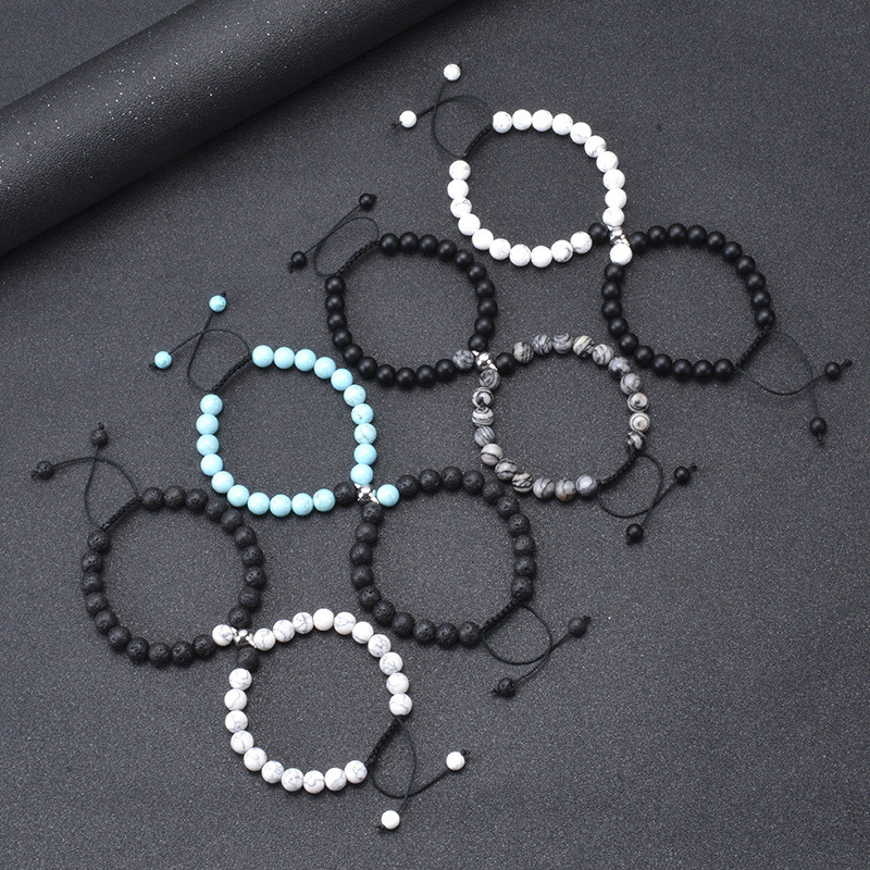 Парные браслеты-неразлучники с магнитами (мраморный говлит-шунгит) - фото 2 - id-p151529064