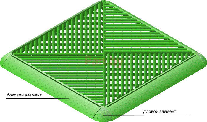 Угловой элемент газонной решетки ПВХ Альта-Профиль зеленый - фото 2 - id-p151540228