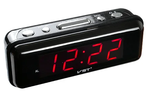 Часы электронные настольные VST-738 -1(красные цифры) питание 230В. Будильник.