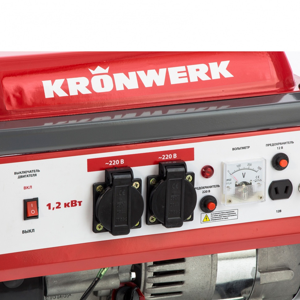 Генератор бензиновый LK 1500, 1.2 кВт, 230 В, бак 6 л, ручной старт Kronwerk - фото 4 - id-p151576669