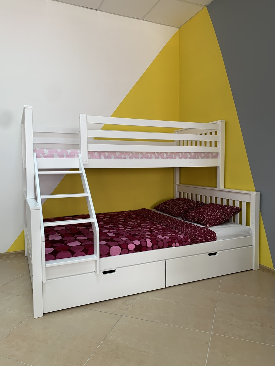 Детская двухъярусная кровать "Вуди-7" с ящиками цвет белый 120 - фото 1 - id-p164231971