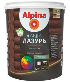 Alpina АКВА Лазурь для дерева Прозрачный 10 л.