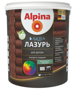 Alpina АКВА Лазурь для дерева Прозрачный 10 л. - фото 1 - id-p151613356