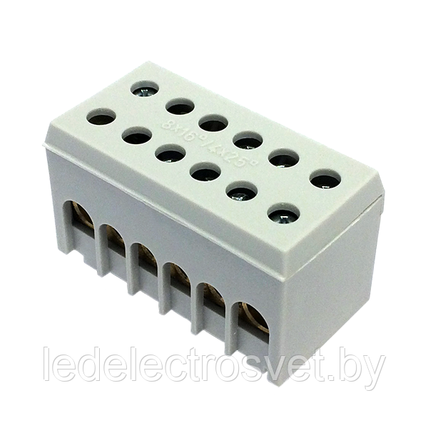 Клеммник Morek для фазы A6H-2 2P 2x2,5_16 + 4x4_25mm² Cu, 63A, 500V, серый, IP20