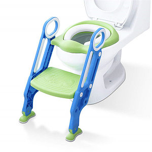 Детское сиденье накладка на унитаз с лестницей Potty Training Seat/ мягкое сидение  Синий