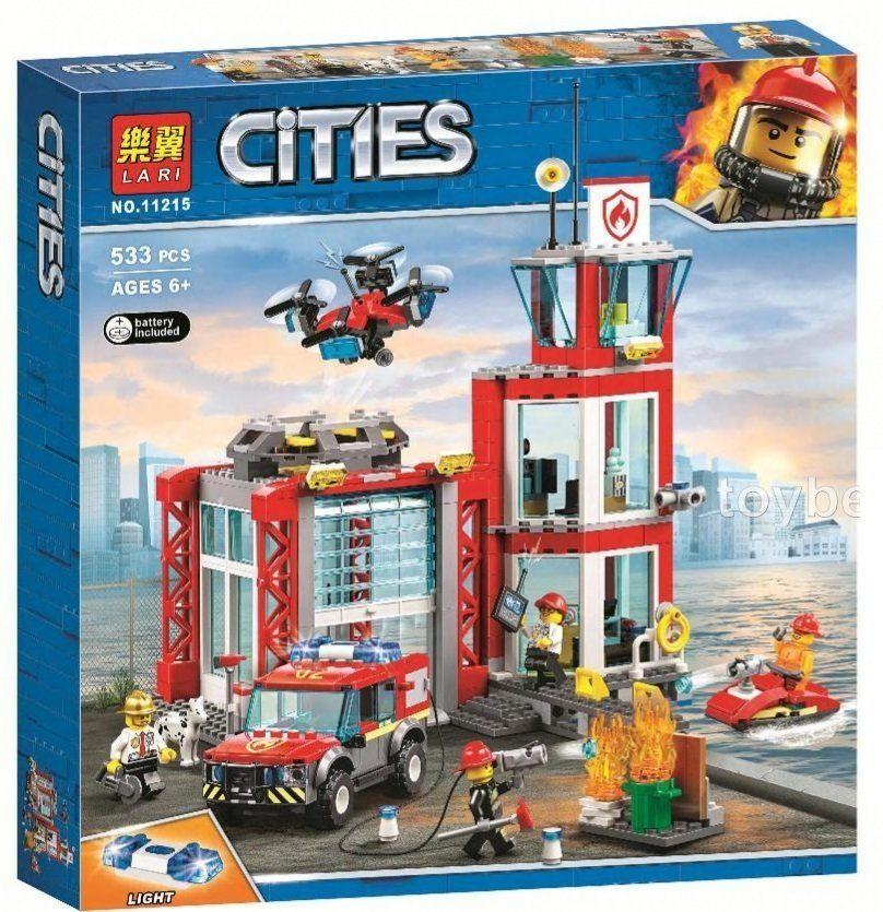 Конструктор Пожарное депо, свет, LARI 11215 аналог LEGO City 60215