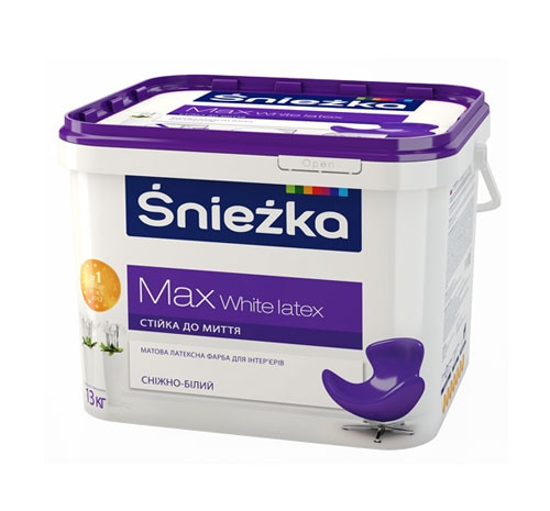 Краска Sniezka MAX WHITE LATEX 3 л. белая матовая с тефлоном