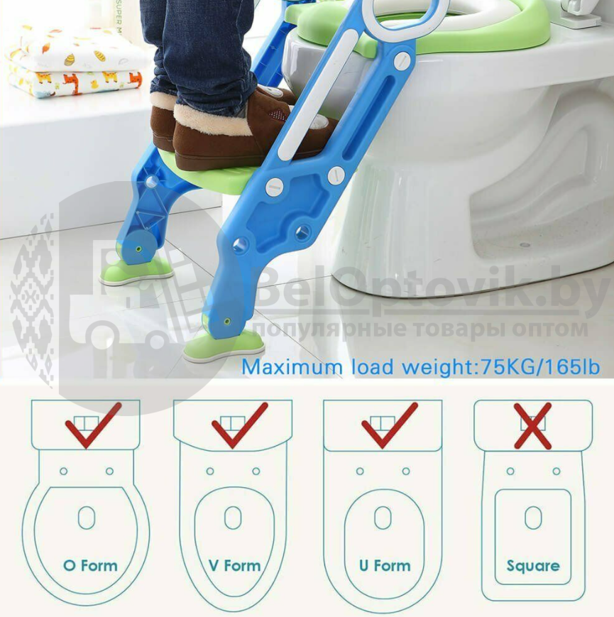 Детское сиденье накладка на унитаз с лестницей Potty Training Seat/ мягкое сидение Мятный - фото 8 - id-p151643829