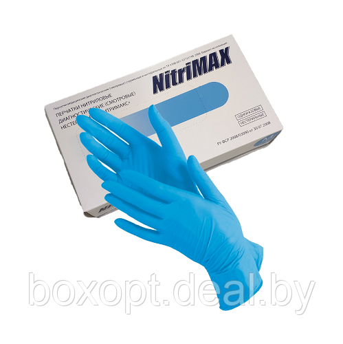 Перчатки нитриловые Nitrimax (голубые), все размеры - фото 1 - id-p147586801
