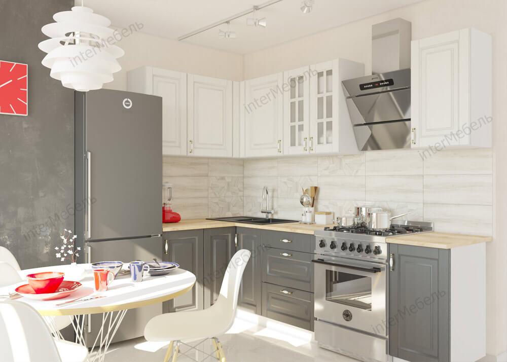 Угловая кухня Бостон 27 - 2,5×1,3 м - акация белая/акация графит (варианты цвета) фабрика Интермебель - фото 2 - id-p151705792