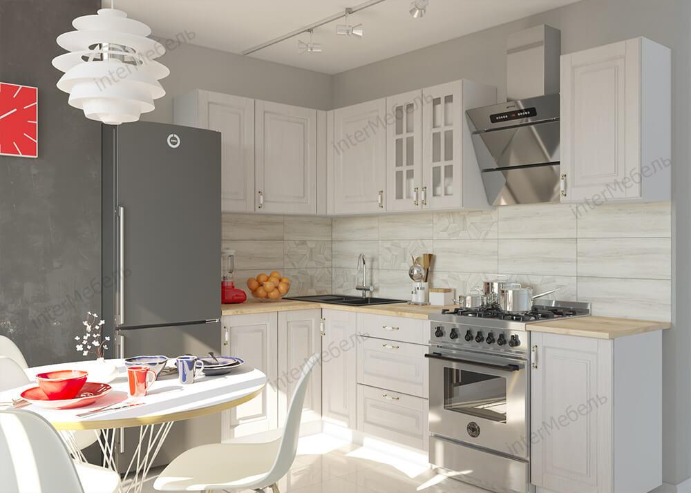 Угловая кухня Бостон 27 - 2,5×1,3 м -  акация белая/акация графит (варианты цвета) фабрика Интермебель