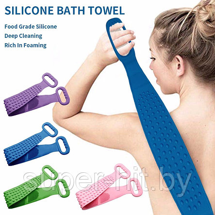 Двухсторонняя силиконовая мочалка-массажер для тела Silica Gel Bath Brush, фото 2