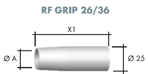 Газовое сопло Коническое 16*69*25 #145.D022 для RF GRIP 26/36