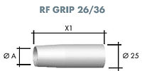 Газовое сопло Коническое 16*69*25 #145.D022 для RF GRIP 26/36