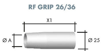 Газовое сопло Коническое 16*69*25  #145.D022 для RF GRIP 26/36