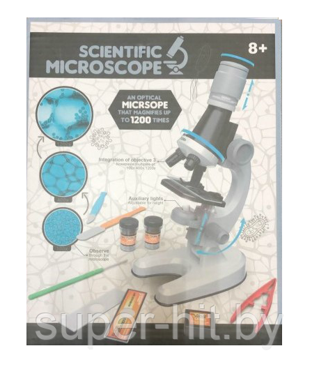 Детский Микроскоп Scientific Microscope (с 3 объективами 1200х 400х 100х с контейнерами баночками и приборам) - фото 3 - id-p151758635