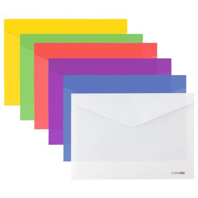 Папка-конверт на кнопке, формат A4, цвета - ассорти