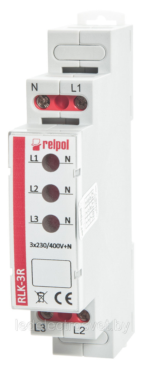 Индикатор RLK-3R, 400/230VAC, 3 красных LED, 1M - фото 1 - id-p151738401