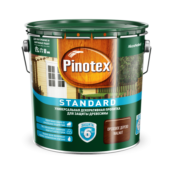 Пропитка для древесины PINOTEX Standard (пинотекс стандарт) 2.7л ореховое дерево