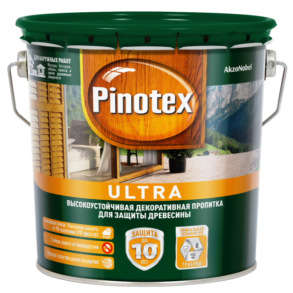 Пропитка для дерева PINOTEX Ultra (пинотекс ультра) РЯБИНА 2,7л для наружных работ