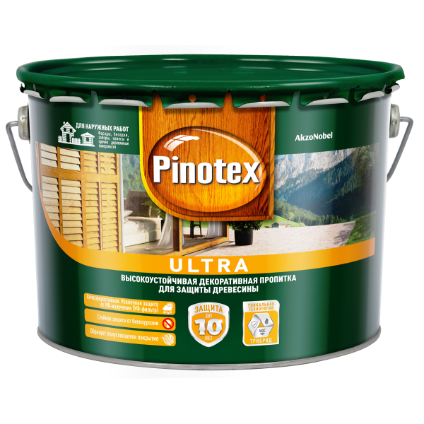 Пропитка для дерева PINOTEX Ultra (пинотекс ультра) СОСНА 10л для наружных работ
