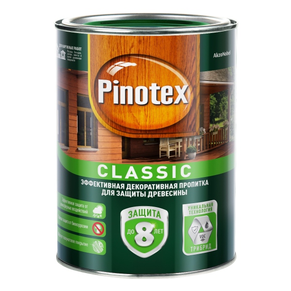 Пропитка для дерева PINOTEX Classic (пинотекс классик) СОСНА 1л для наружных работ