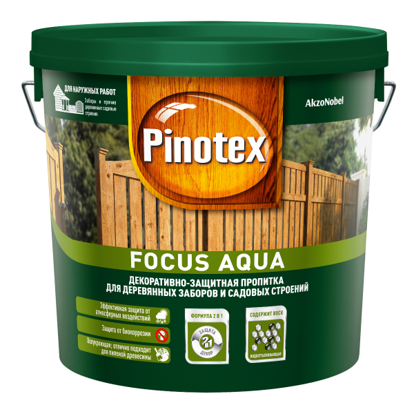 Пропитка для древесины PINOTEX Focus Aqua (пинотекс фокус аква) КРАСНОЕ ДЕРЕВО 5л