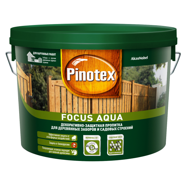 Пропитка для древесины PINOTEX Focus Aqua (пинотекс фокус аква) ОРЕХ 2,5л