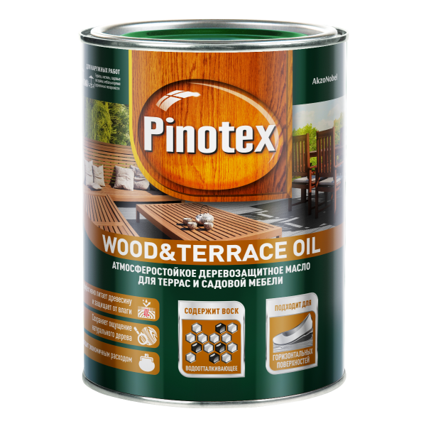 Масло для дерева PINOTEX Wood&Terrace Oil (пинотекс террас&вуд ойл ) ТИК 1л