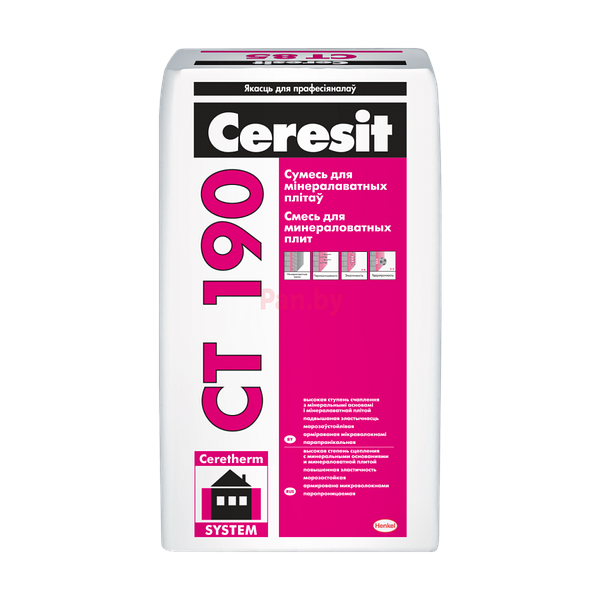 Клей для теплоизоляции Ceresit CT 190 (25 кг) смесь для минераловатных плит