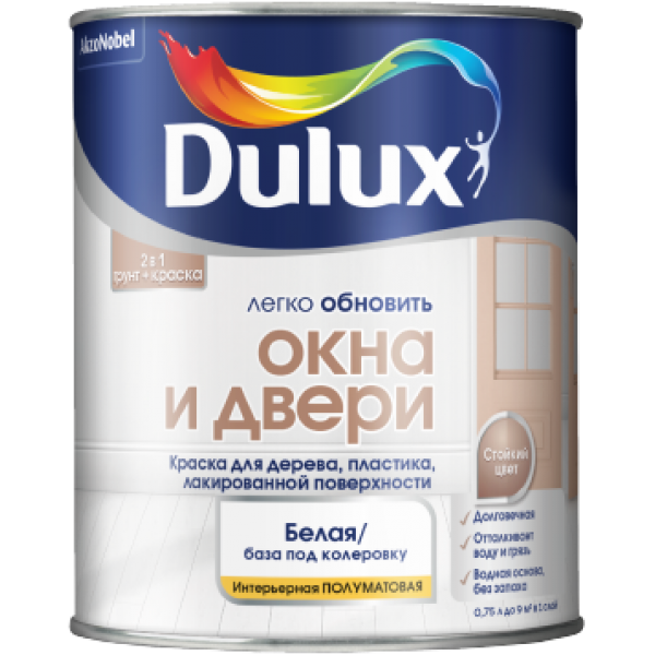 Краска DULUX Окна и Двери 0,75л белая BW