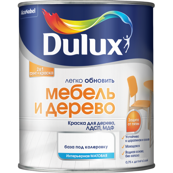 Краска DULUX Мебель и Дерево 0,75л база BC