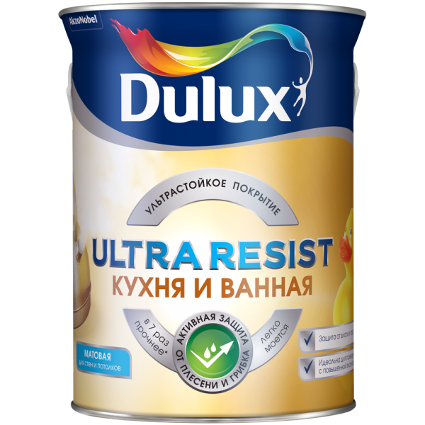 Краска Dulux Ultra Resist Кухня и Ванная мат BC 4,5л