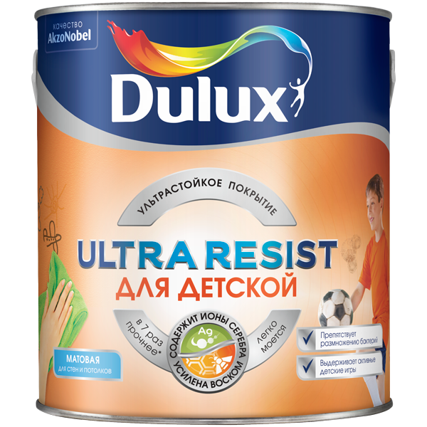 Краска DULUX Ultra Resist Для детской 2,4л база под колер. BM