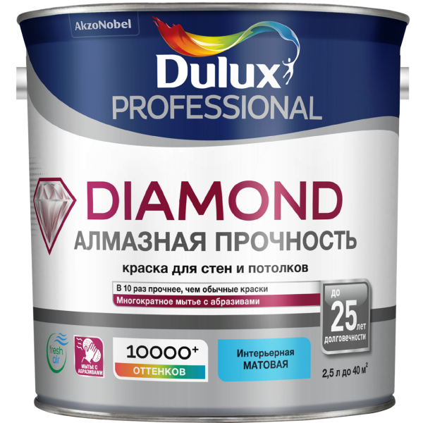 Краска DULUX TRADE Diamond Matt 2.5л износостойкая белая BW