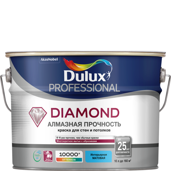 Краска DULUX TRADE Diamond Matt 10л износостойкая белая BW