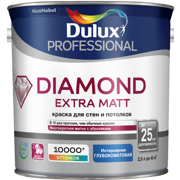 Краска DULUX TRADE Diamond Extra Matt 2.5л белая BW