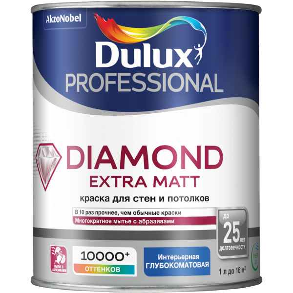 Краска DULUX TRADE Diamond Extra Matt 1л белая BW