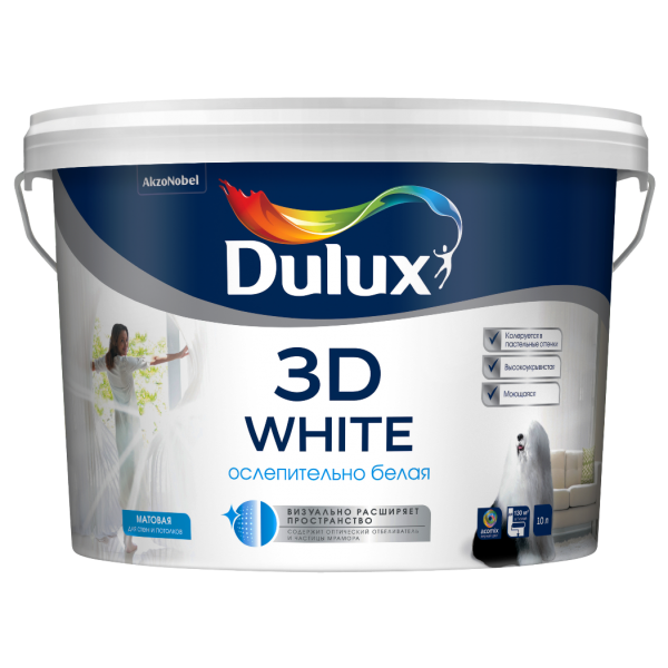 Краска DULUX 3D Новая Осл. Белая 2,5л матовая BW