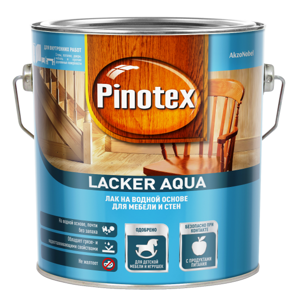 Лак для дерева на водной основе PINOTEX Lacker Aqua (пинотекс лакер аква) ГЛЯНЦЕВЫЙ (70) 2,7л