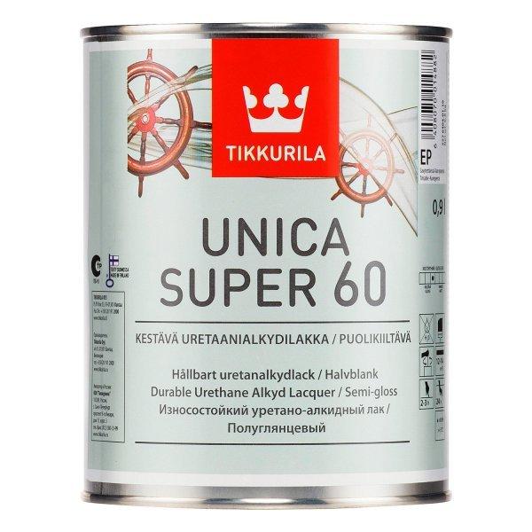 Лак TIKKURILA  Unica super 60 (тиккурила уника супер 60), полуглянцевый 9 л