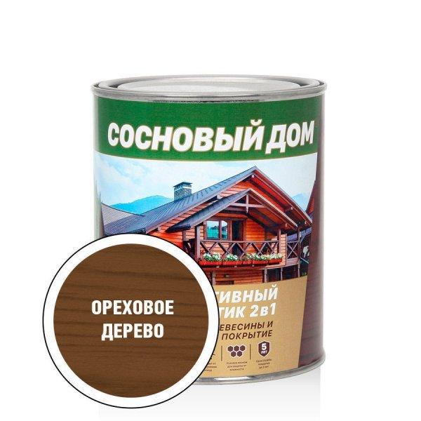 СОСНОВЫЙ ДОМ декор.-защитный состав (0,8л; 6шт) ореховое дерево