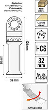 Полотно сабельное по дереву/ламинату/ПВХ HCS 120х32мм для YT-82223 "Yato" YT-34700, фото 3