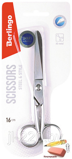 Ножницы Berlingo Steel&Style, 16 см., цельнометаллические, европодвес
