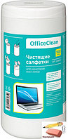 Салфетки чистящие влажные OfficeClean, для мониторов всех типов, в тубе, 100 штук