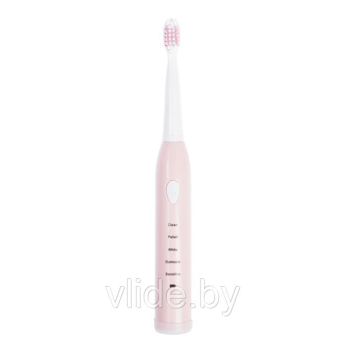 Электрическая зубная щётка LuazON LP-002, вибрационная, 4 насадки, от АКБ, USB, розовая