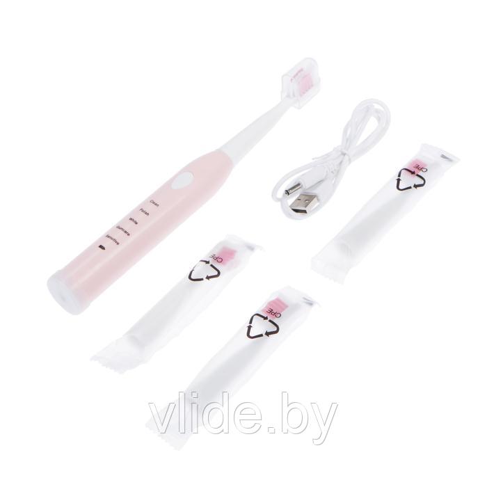Электрическая зубная щётка LuazON LP-002, вибрационная, 4 насадки, от АКБ, USB, розовая - фото 7 - id-p151851479