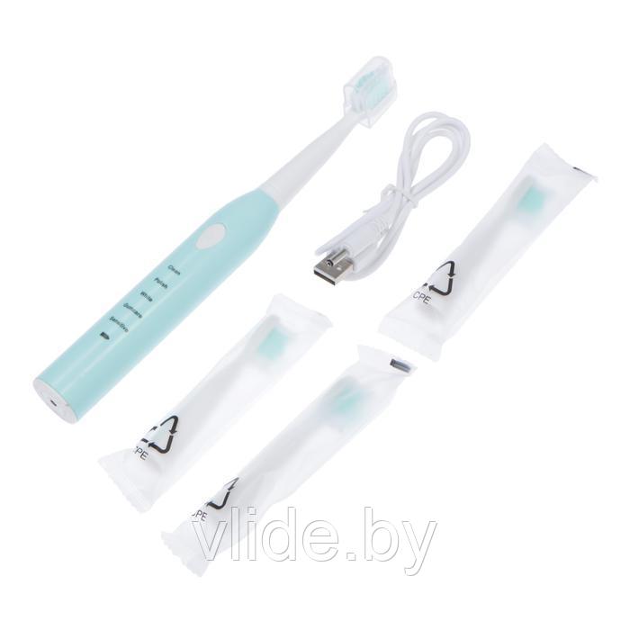 Электрическая зубная щётка LuazON LP-002, вибрационная, 4 насадки, от АКБ, USB, бирюзовая - фото 7 - id-p151851783